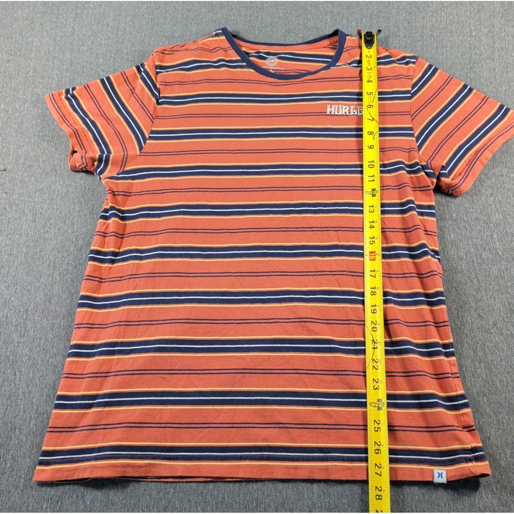 HURLEY T-Shirt Men's Large Monarch Stripe Redwood Orange Beach Soft Casual Retro - Picture 4 of 7